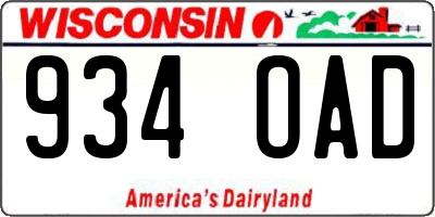 WI license plate 934OAD