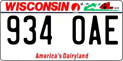 WI license plate 934OAE