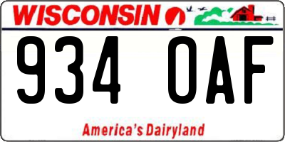 WI license plate 934OAF