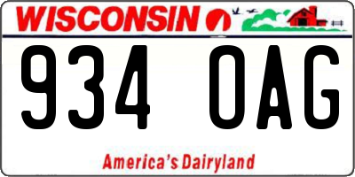 WI license plate 934OAG