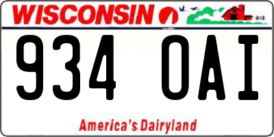 WI license plate 934OAI