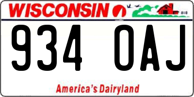WI license plate 934OAJ
