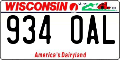 WI license plate 934OAL