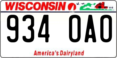 WI license plate 934OAO