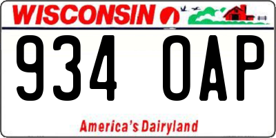 WI license plate 934OAP