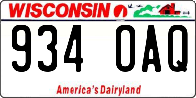WI license plate 934OAQ