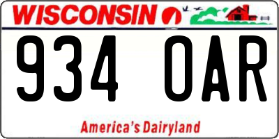 WI license plate 934OAR