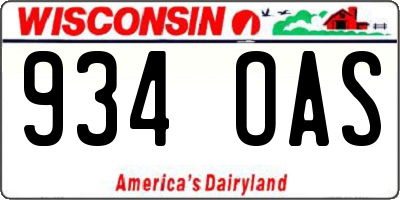 WI license plate 934OAS