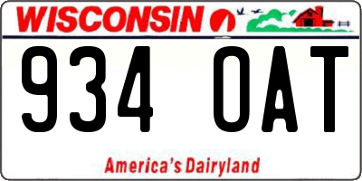 WI license plate 934OAT