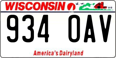 WI license plate 934OAV