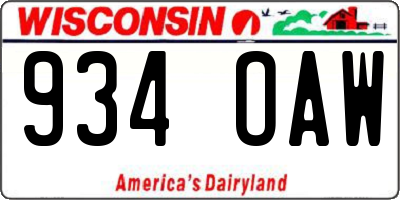 WI license plate 934OAW