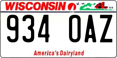 WI license plate 934OAZ