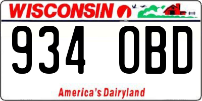 WI license plate 934OBD
