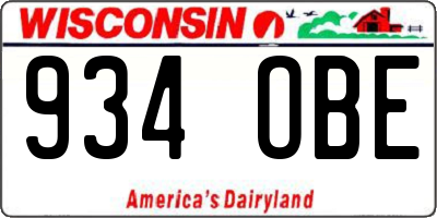WI license plate 934OBE