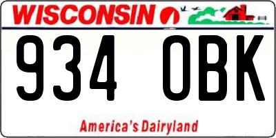 WI license plate 934OBK
