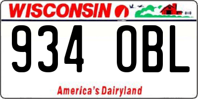 WI license plate 934OBL