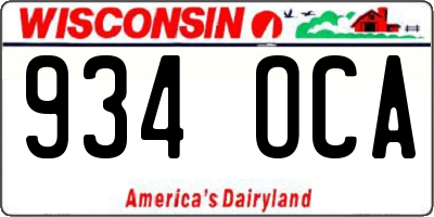 WI license plate 934OCA