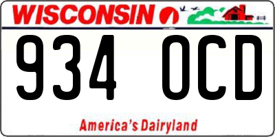 WI license plate 934OCD