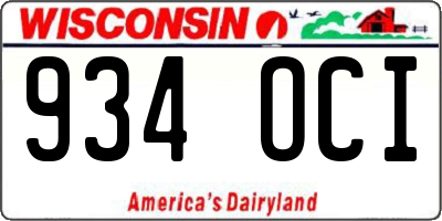 WI license plate 934OCI