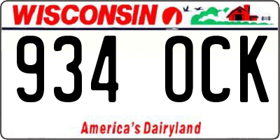WI license plate 934OCK