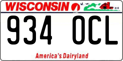 WI license plate 934OCL