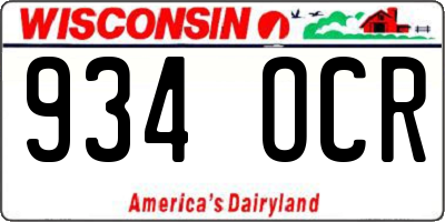 WI license plate 934OCR