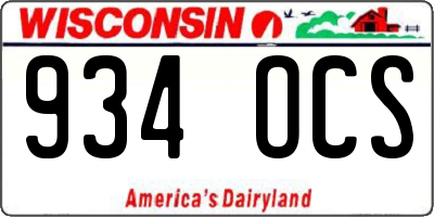 WI license plate 934OCS