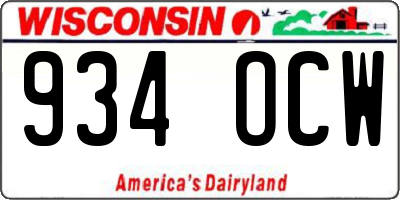 WI license plate 934OCW