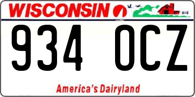WI license plate 934OCZ