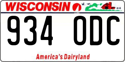 WI license plate 934ODC