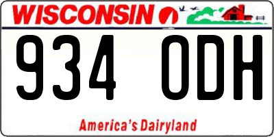 WI license plate 934ODH
