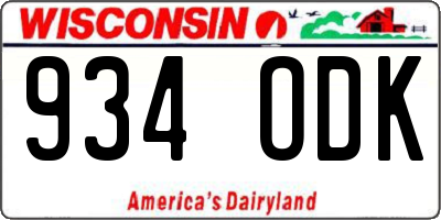 WI license plate 934ODK