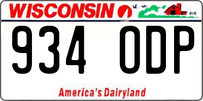 WI license plate 934ODP