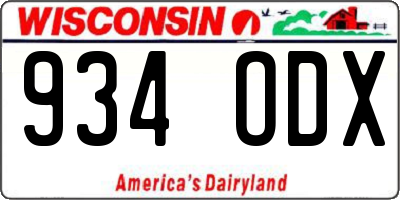 WI license plate 934ODX