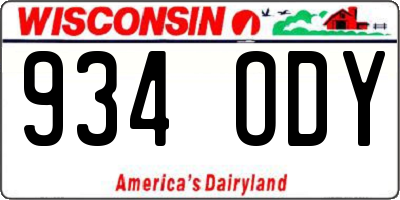 WI license plate 934ODY