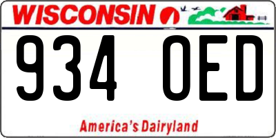 WI license plate 934OED