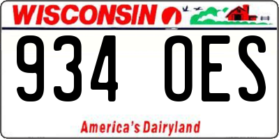 WI license plate 934OES