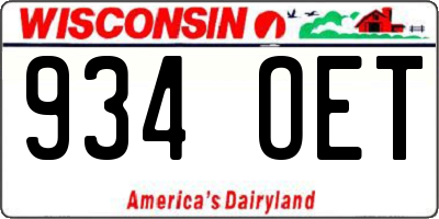 WI license plate 934OET
