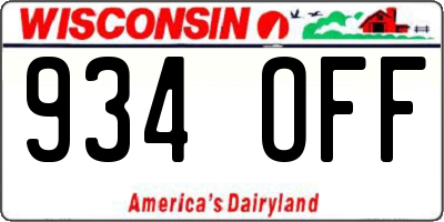 WI license plate 934OFF