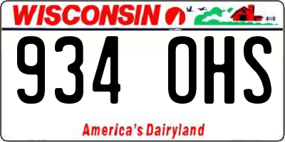 WI license plate 934OHS