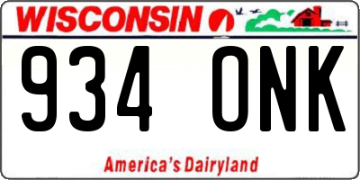 WI license plate 934ONK
