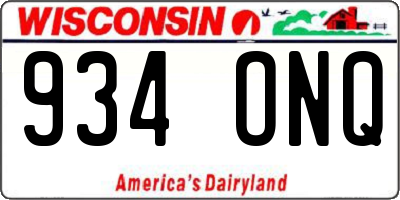 WI license plate 934ONQ