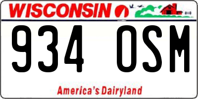 WI license plate 934OSM