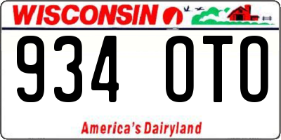 WI license plate 934OTO