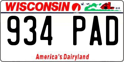 WI license plate 934PAD