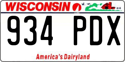 WI license plate 934PDX
