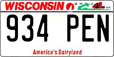 WI license plate 934PEN