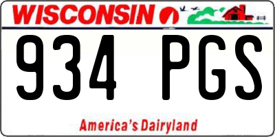 WI license plate 934PGS