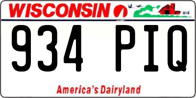 WI license plate 934PIQ