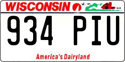 WI license plate 934PIU